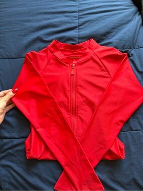 Blackbough Red Zip up swim suit